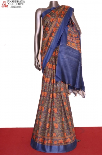 Exclusive Floral Printed Pure Tussar Silk Saree